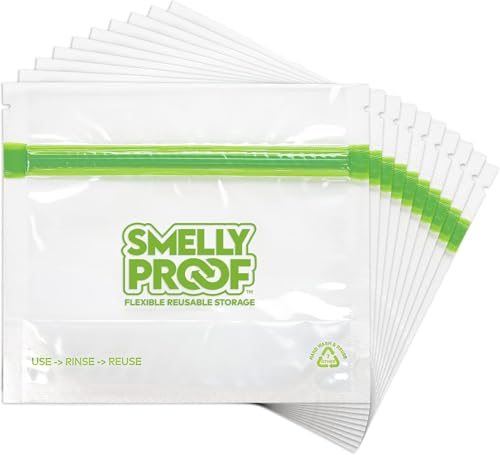 Smelly Proof 10 x Reusable Food Storage Bags, Reusable Freezer Bags, Reusable Snack Bags, Stand-Up Expandable “Stand & Fill”, Clear 3-Mil 6” x 4”, US Made, BPA FREE, NO PEVA, 10-pk - size: 10pk, 6x4" - Small Snack