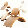 Cat Bunny Toys Scratcher, 2-in-1 Rabbit Kitten Sisal Rope for Scratcher, Cute Scratching Pad Ball with Cardboard, Claw Interactive Toys Nail Scratching Post for Indoor Pets Ferrets Small Animals