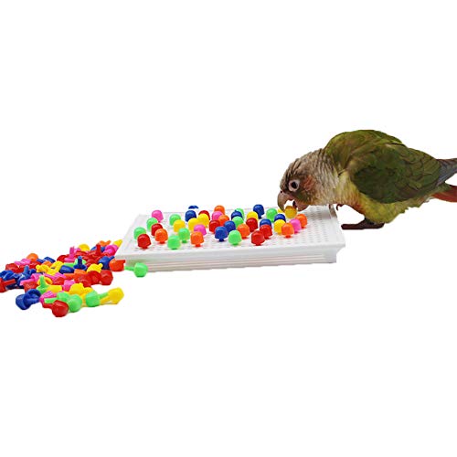 QBLEEV Parrot Puzzle Toys for Parakeets, Cockatiel & Conure - Bird Intelligence Training & Foraging Toys - color: Building Blocks Toy