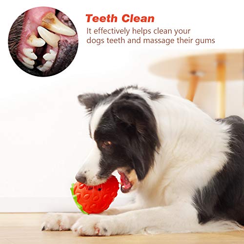 MewaJump Dog Rubber Chew Toys,Treat Food Dispensing Toy Puzzle Toys Ball - color: red strawberry