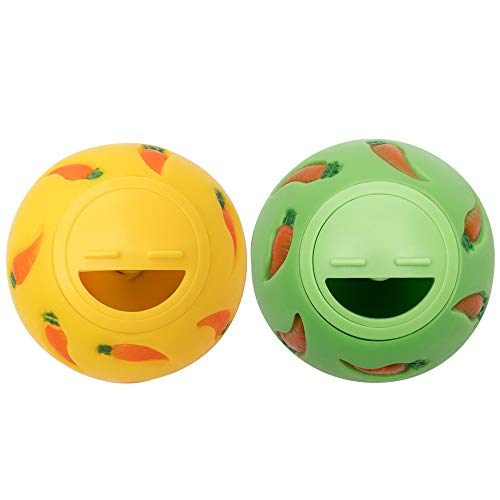 Niteangel Small Animal Treat Ball: Adjustable Treat Dispenser - color: Yellow & Green