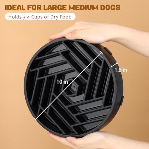 WHIPPY Slow Feeder Dog Bowl, Puzzle Maze Design to Slow Down Eating, 3-Cup Capacity, Anti-Gulping Food Bowl for Medium & Large Dogs,Black - color: black