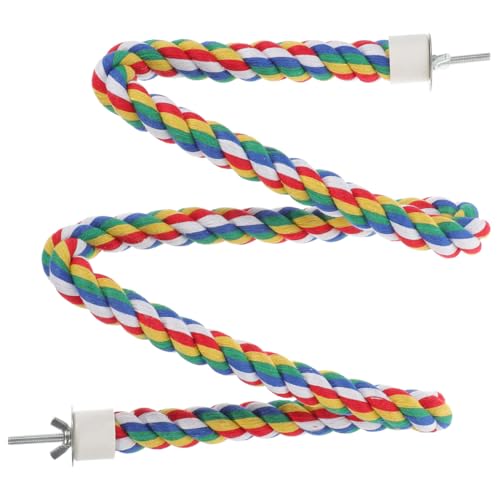 Hemobllo Parrot Cotton Rope Perch 41.33 in Bird Rope Climbing Toy for Cage Standing Station Chew Toy for Pet Birds Helps Exercise Balance and Coordination 1 pc - size: 105cm