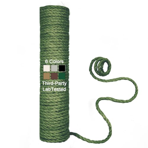1/4in 65FT Natural Sisal Rope for Cat Tree, Cat Scratch Rope Replacement - color: Cactus Green, size: 65FT