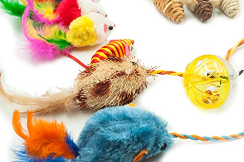 Fashion's Talk Mouse Cat Toys Mixed Bag 27 Assorted Mice Toy for Cats Kitten Catnip,Feather,Furry,Rattle,Plush,Interactive Kitty Toys - size: 27 Count Assorted Mice