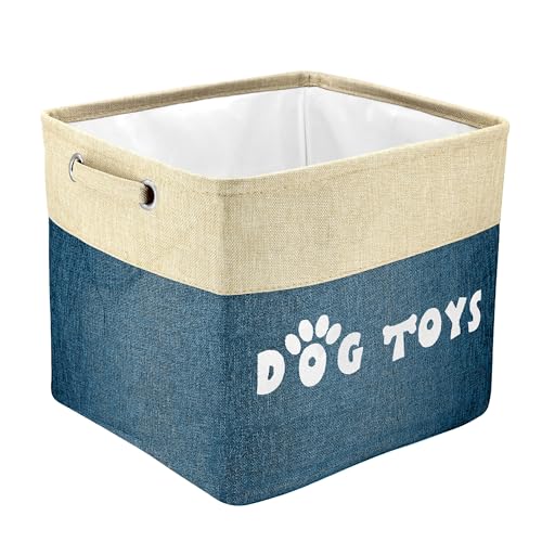 PET ARTIST Dog Toy Basket, Large Collapsible, Navy Blue, L:15"x13"x12" - color: Navy Blue, size: L:15"x13"x12"