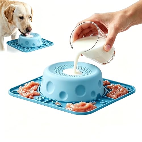 Slow Feeder Dog Bowls with Rolling Ball & Lick Mat for Dogs and Cats - color: Light Green