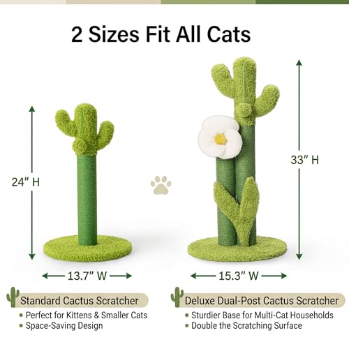 Happi N Pets Cactus Cat Tree, Cactus Cat Scratching Post with Toys - size: 24"