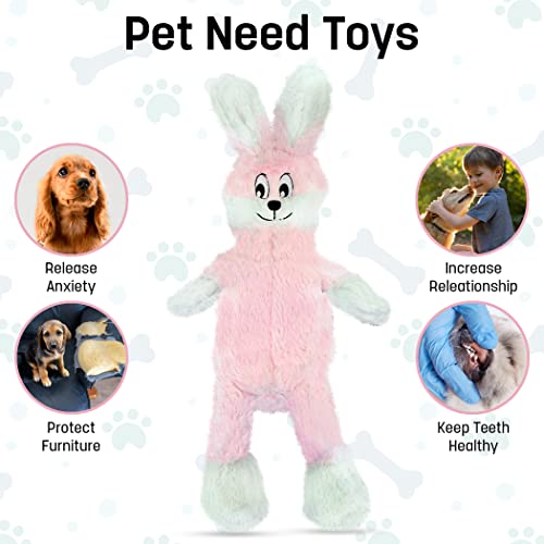 FGA MARKETPLACE Frog Rabbit and Fox Flat NO Stuffing NO Squeak Plush Dog Toy, Funny Style Will Entertain Your Pet for Hours, Recommended for Small and Medium Dog 21 INCH Long - color: FROG-PINK RABBIT-FOX