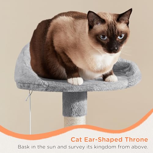 Yaheetech 57in Multilevel Cat Tree for Small Cats with Scratching Post - color: Light Gray
