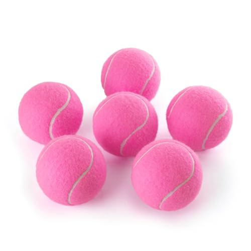 PHOEPET 6-Pack Tennis Balls for Beginner Training Practice- Bulk Dog Balls - color: Pink-6 Pack, size: Medium 2.5"- 6 Pack