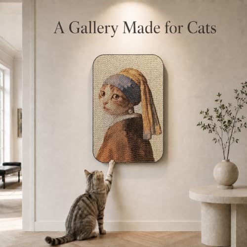 Cat Wall Scratcher, Art Cat Scratching Board for Indoor Cats - color: Cat with Pearl Earring