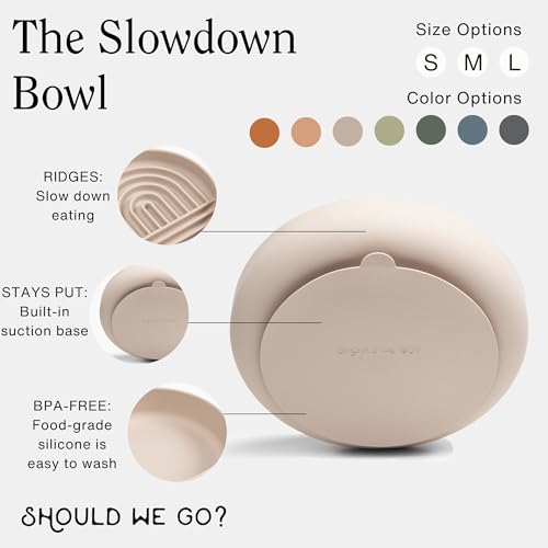 Slow Feeder Dog Bowl - Silicone Dog Bowl, Large, 9.5" x 1.5" - Charcoal - color: Charcoal - Rainbow Design, size: Large (9.5” Across and 1.5” Tall)