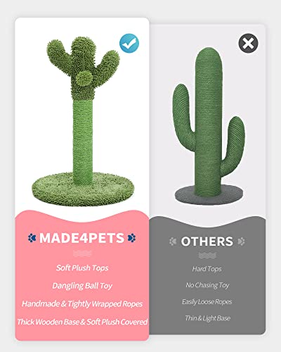 Made4Pets Cactus Cat Scratching Post for Indoor Cats with Plush Ball, 25.6" - size: Medium - 25.6"