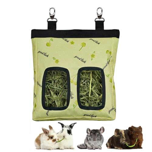 RIOUSSI Guinea Pig Hay Feeder, Hanging Rabbit Hay Feeder Bag. GreenCherries - color: Greencherries