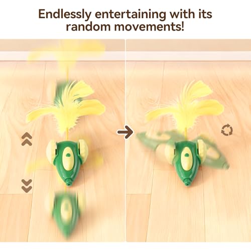 Migipaws cat Toy, Automatic Interactive Migicar Toy Like a Mouse, Intelligent Programme, Rechargeable Kitten Toy - style: Green