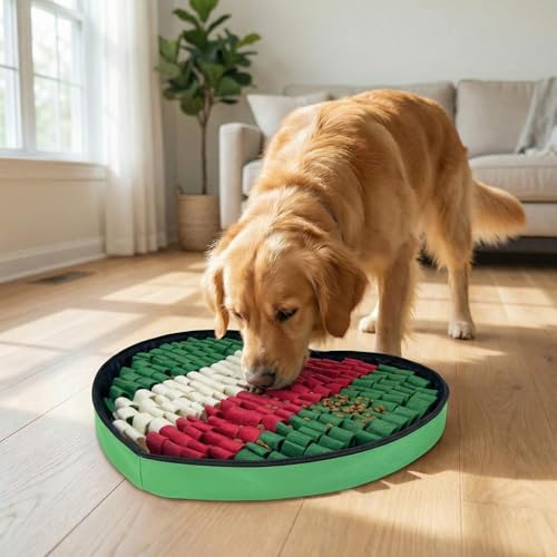 Heart Shaped Dog Snuffle Mat, 20 x 20 Inch Felt, Velcro, Green - color: Green+Felt