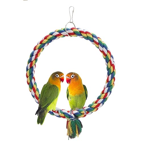 Wontee Bird Swing Colorful Rope Perch Climbing Toy for Parrots (S 7.5inch) - size: Small (7.5 inch)