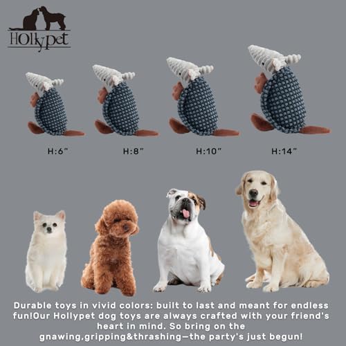 Hollypet Armadillo Squeaky Puppy Dog Toys for Small Medium Dogs, 8" - color: Dark Gray and Light Gray, size: 8 IN