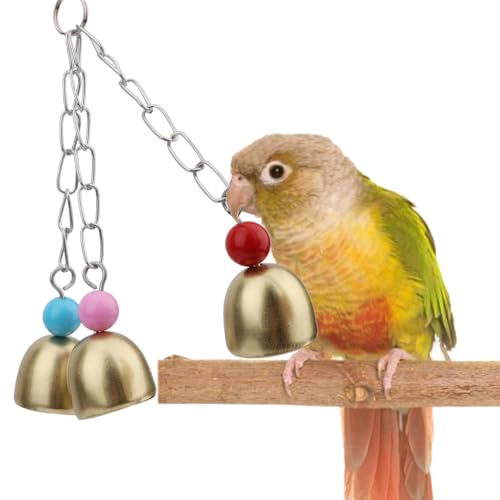 Hypeety Bird Bell Toy with Sweet Sound Cage Hanging Swing Bell for Parakeet - color: Bell Toy-3 bells (B)