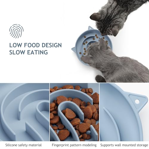 Coomazy Slow Feeder Cat Bowl Silicone Pet Puzzle Feeder for Slow Eating - color: Light Blue