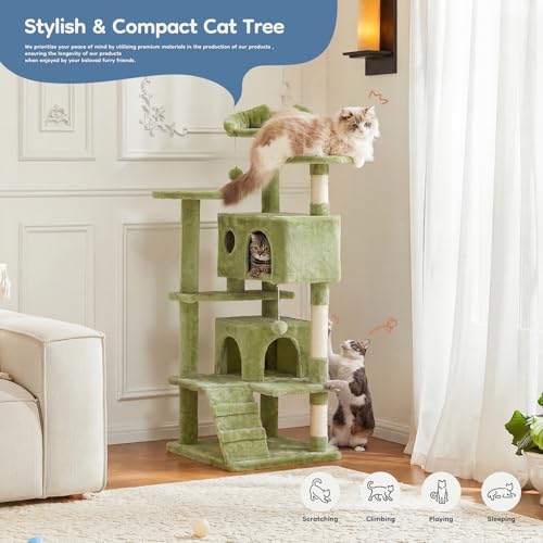 DUMOS 54-inch Cat Tree Tower with Scratching Posts, Indoor Use - color: Green, size: 54 Inch