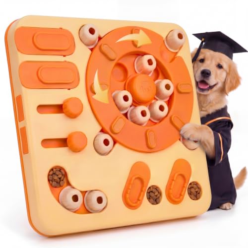 Dog Puzzle Toy, 4-Level Interactive Dog Toys with Suction Cups, Brain Stimulating Puzzle Feeder Dog for Large Medium Small Dogs, Slow Feeder