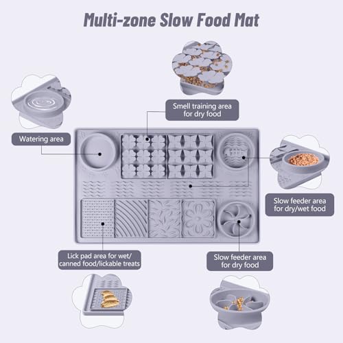 Silicone Lick Mat for Dogs 32"x 20" Large Slow Feeder Mat, Grey - color: Grey:32"x20"