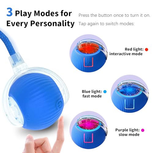 Cat Toys for Indoor Cats Smart Automatic Bal Moving Chase Dogs Toy, Blue - color: A2-Blue