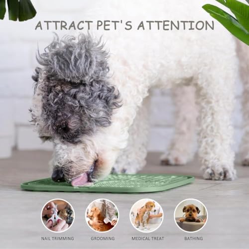 ChefAide 2 Pack Lick Mat for Dogs, Cats & Puppies with Suction Cups - color: Green & Beige