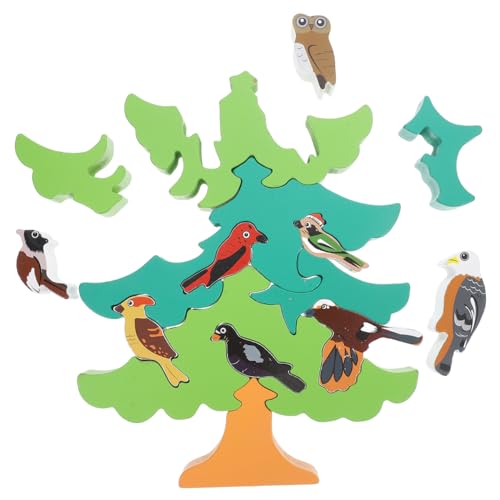 TOYANDONA 1 Set of Baby 3D Jigsaw Puzzle Wooden Tree Bird Shaped Montessori Toy Educational Preschool Learning Toys Children's Day
