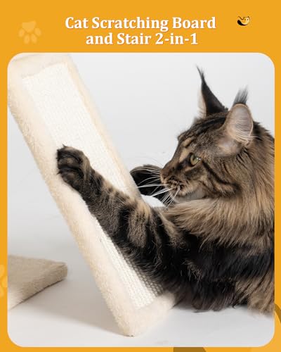 Aechonow Small Cat Tree Tower for Large Cat, Cat Bed House with Large Perch - color: L—14''Beige