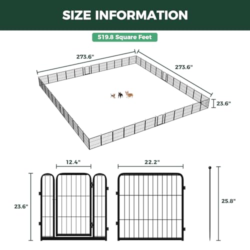 FXW Rollick Dog Playpen, Indoor, Yard & RV Camping, 24" H, 48 Panels - color: Black, size: 24"H