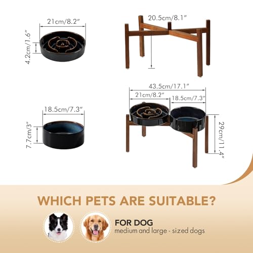 Havniva Raised Slow Feeder Dog Bowls, Elevated Dog Bowls Slow Feeder Set - color: 2 x Starry Sky + Stand - A, size: L- 8.2inch / 1.6 Cups