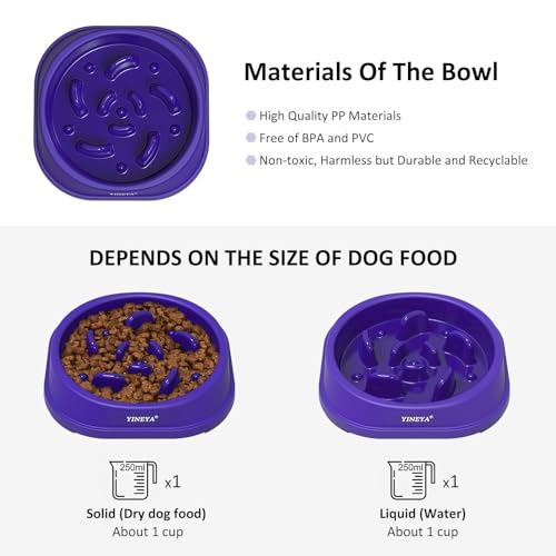 YINEYA Anti-Choking Slow Feeder Dog Bowls Small Size Dog, Slow Feeder Cat Bowl, Supplies and Puzzle for Pet - color: I - Purple, size: Small