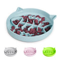 Silicone Cat Slow Feeder Bowl with Suction Cups, Puzzle Feeder, Interactive Toys for Cats, Reduces Overeating (Blue, 1 Cup) - color: Blue