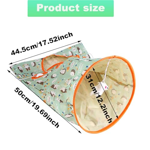 Cat Tunnel Bag for Indoor Cats, Foldable Pet Tunnel Crinkle Sack Bag with a Little Mouse & 3 Toy Ball, Portable Crinkle Paper Interactive Hide and Seek Cat Toys (Green) - color: Green