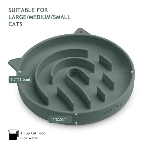 Coomazy Slow Feeder Cat Bowl Silicone Pet Puzzle Feeder for Slow Eating - color: Green