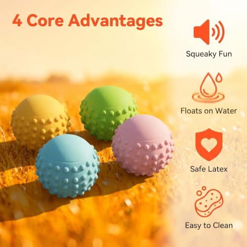 Squeaky Dog Toys for Puppy Small Medium Dogs, 4PCS - color: 4Color Balls