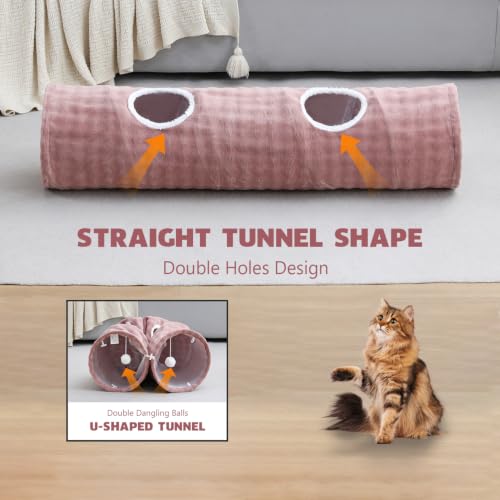 Straight Bubble Cat Tunnel for Indoor Cats 47"x12", Dusty Pink - color: Dusty Pink, size: Straight