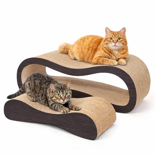2 in 1 Cat Scratcher Cardboard Lounge Bed, Cat Scratching Post, Durable Board Pads Prevents Furniture Damage,Large,Brown - color: 2 IN 1 Large Brown