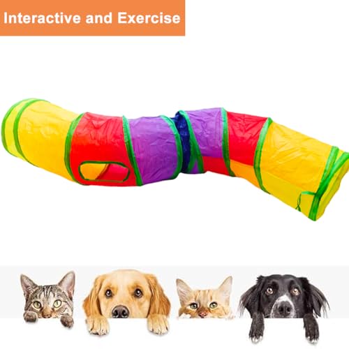 Cat Tunnel, Cat Tunnels for Indoor Cats, S-Shape Foldable Cats Cave - color: S - 2 Way Yellow Green