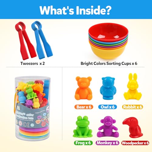 Counting Animals Toys Matching Game Preschool Learning Activity for 3+yrs
