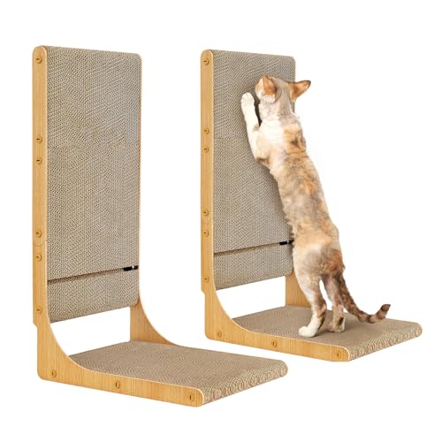EHEYCIGA 2-Pack Cat Scratcher, 25.6 Vertical Indoor Cardboard Scratch Pad - size: Large 2PC (25.6'' tall)