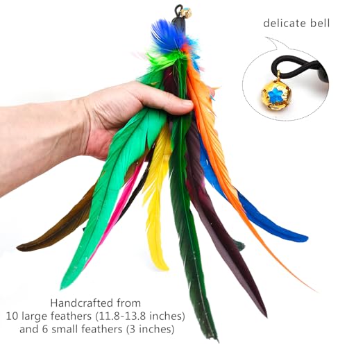 miwoowim 2PCS Retractable Cat Teaser Wands & 9PCS Feather Refills Toy Set - color: Retractable Wand Toy