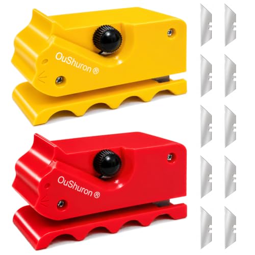 2PCS Cardboard Cutter for Cat Scratchers, DIY Cardboard Strip Cutter with 10 Spare Precision Blades for Custom Cat Beds, Furniture & Scratch Pads (Red & Yellow)