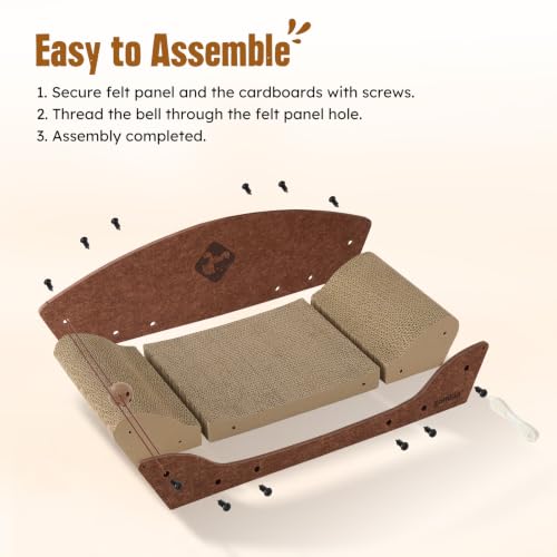 ZOMISIA 26'' Cardboard Cat Scratcher Bed for Indoor Cats, 2PCS, Brown - color: 2PCS-Brown