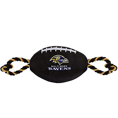 Pets First NFL Baltimore Ravens Football Dog Toy, Tough Quality Nylon Materials, Strong Pull Ropes, Inner Squeaker, NFL Team Color - color: Baltimore Ravens
