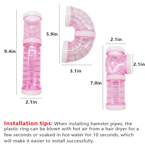 8pcs DIY Hamster Tunnel Tubes Toys for Dwarf Hamsters Gerbils Young Mice - color: Pink