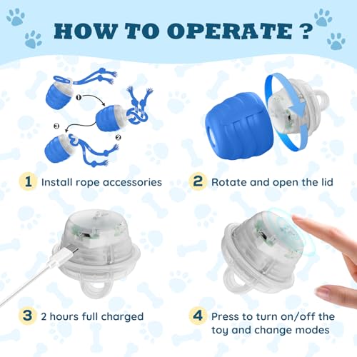 Interactive Dog Toys Ball, Motion Activated Dog Toy for Medium/Large Dogs, Wicked Balls for Boredom, Dogs Toy to Keep Them Busy(Blue) - color: Blue